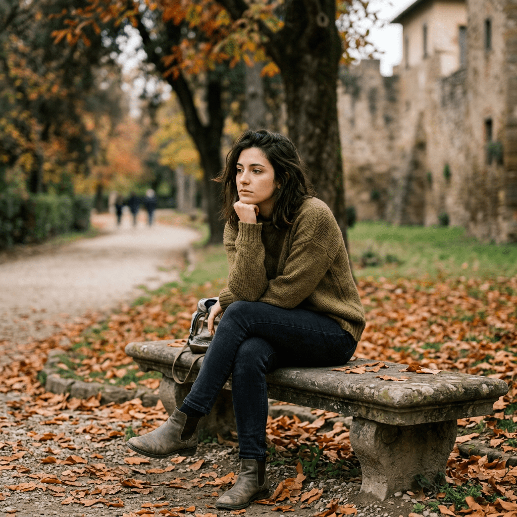 Persona sola pensierosa