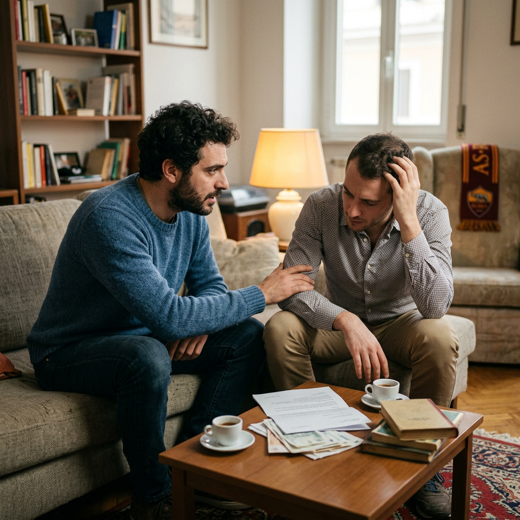 Fratello adulto che corregge un altro fratello